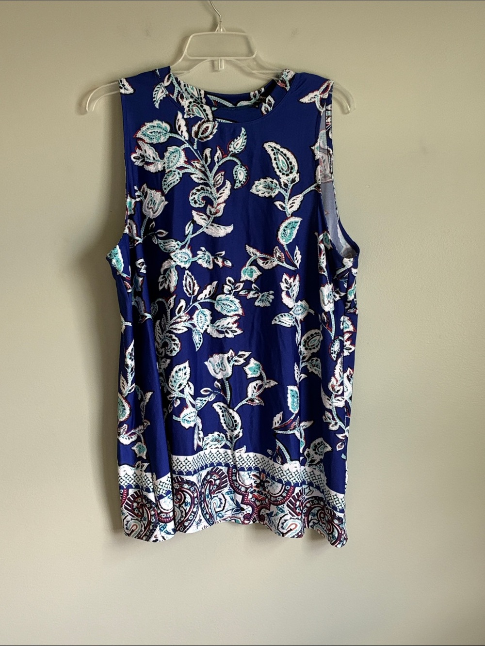 Apt. 9 Royal Blue Paisley Print Sleeveless Shift Top